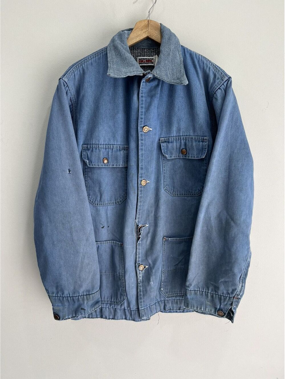 Vtg Big Mac Mac Chore Thrashed Sun Faded Jacket denim